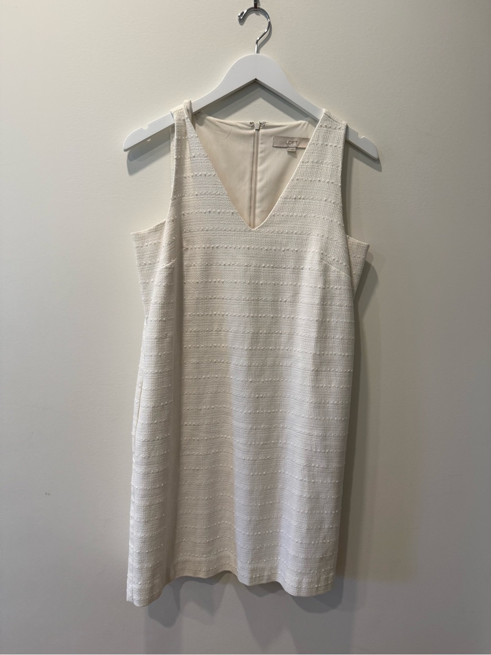 LOFT Cream V-Neck Mini Shift Dress